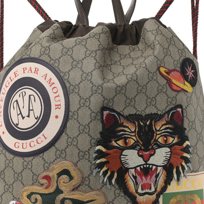 Gucci Soft GG Supreme Monogram Courrier Drawstring Backpack 8 of 10