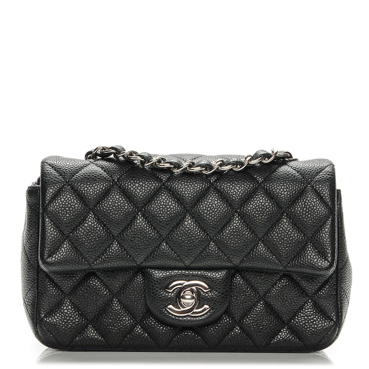 Caviar Quilted Mini Rectangular Flap Charcoal