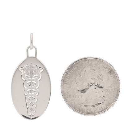 Tiffany Sterling Silver Caduceus Oval Tag Pendant 2 of 4