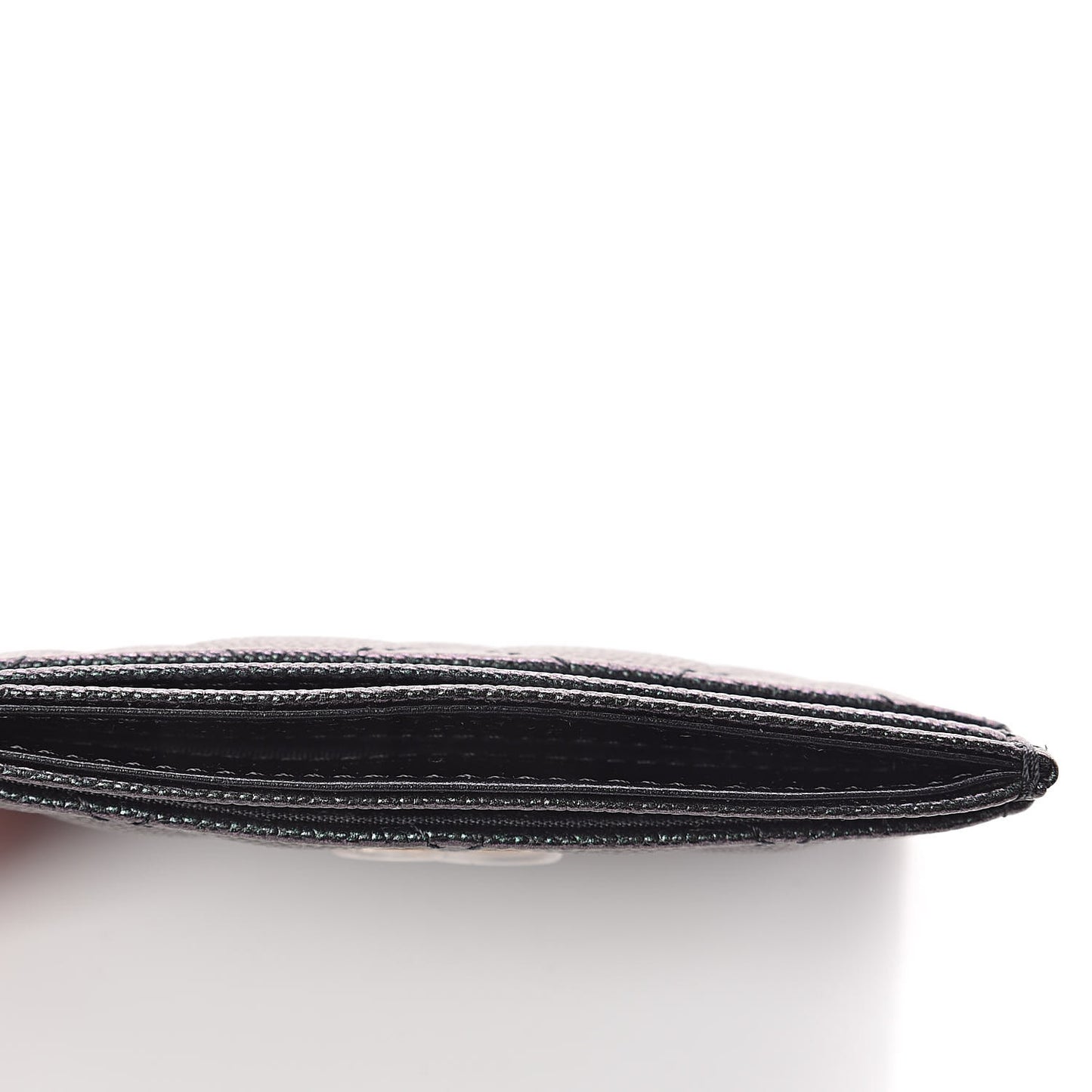 Iridescent Caviar Quilted Card Holder Black