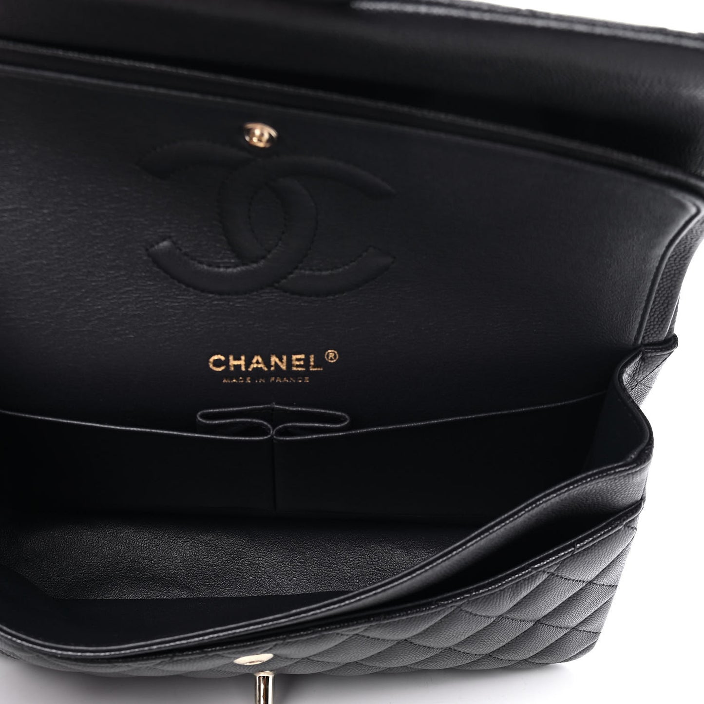 Caviar Quilted Medium Double Flap Navy