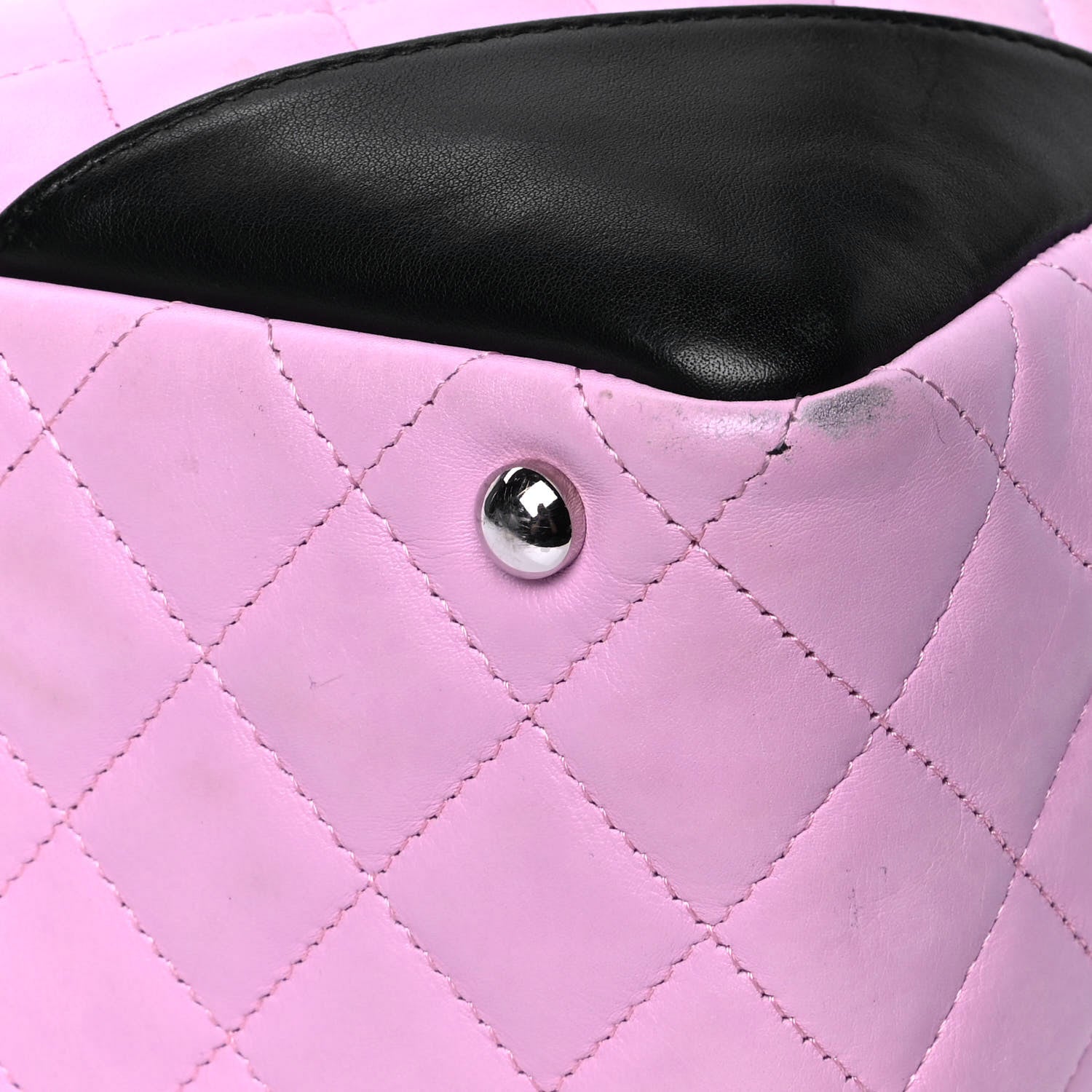 Chanel Calfskin Quilted Large Cambon Bowler Pink Black 5 of 9