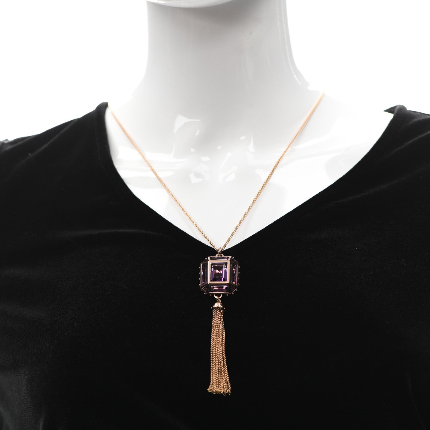 Louis Vuitton 18K Pink Gold Amethyst Emprise Pendant Necklace 2 of 5