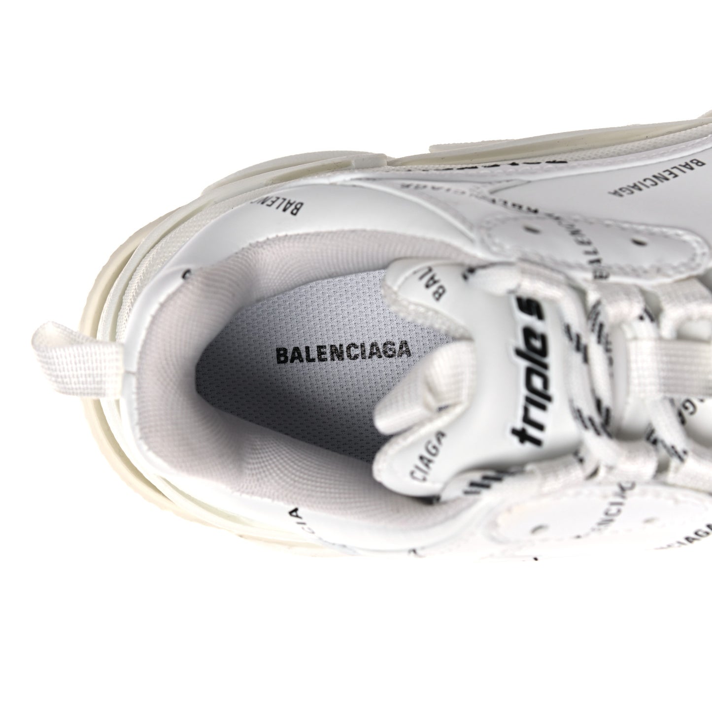 Technical Fabric Allover Logo Mens Triple S Sneakers 39 White Black
