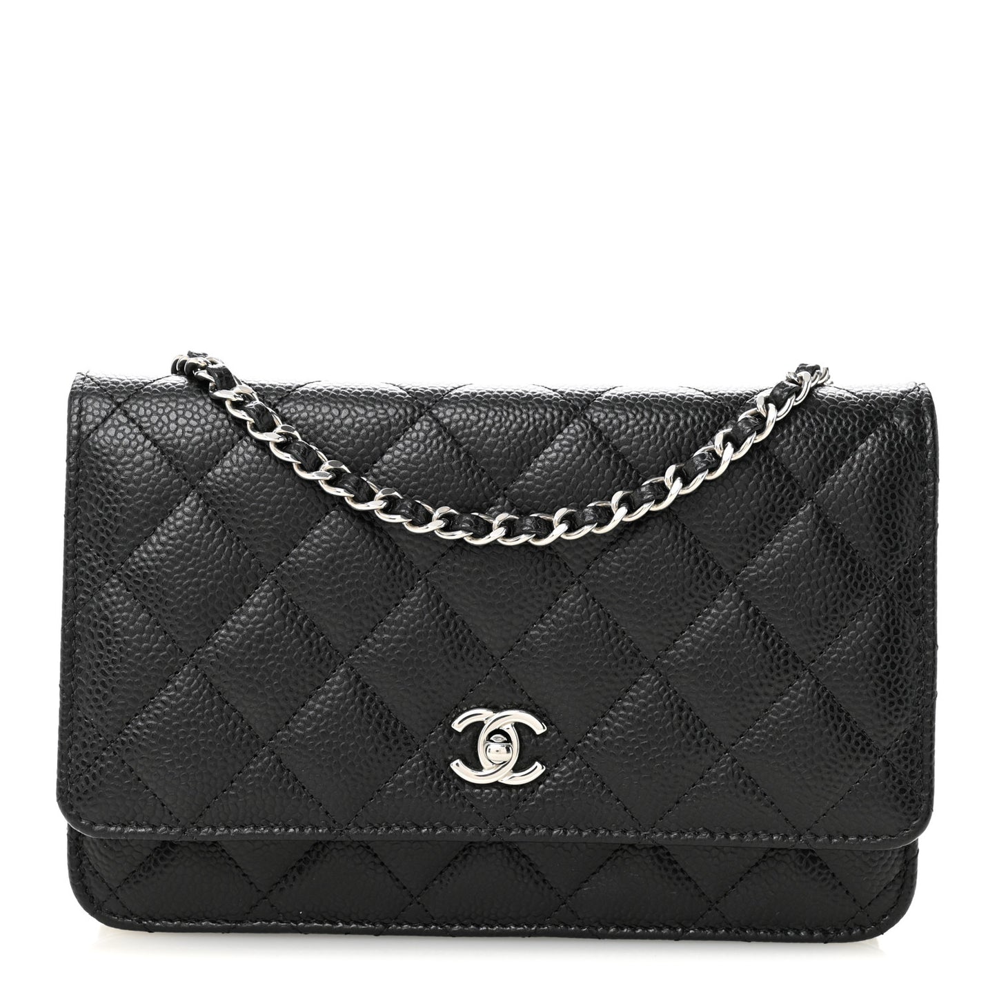 Caviar Quilted CC Turnlock Wallet On Chain WOC Black