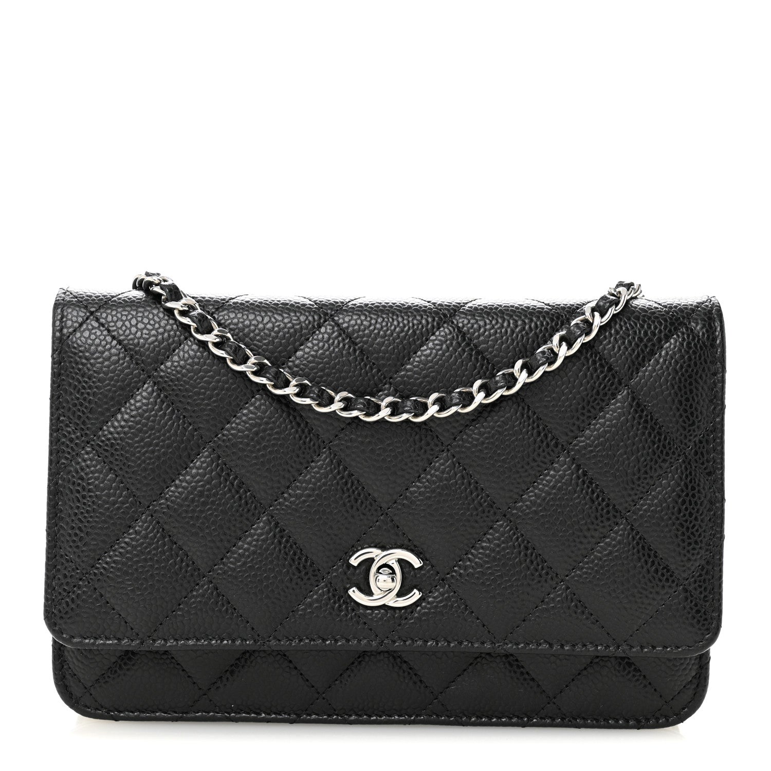 Chanel Caviar Quilted CC Turnlock Wallet On Chain WOC Black 1 of 12