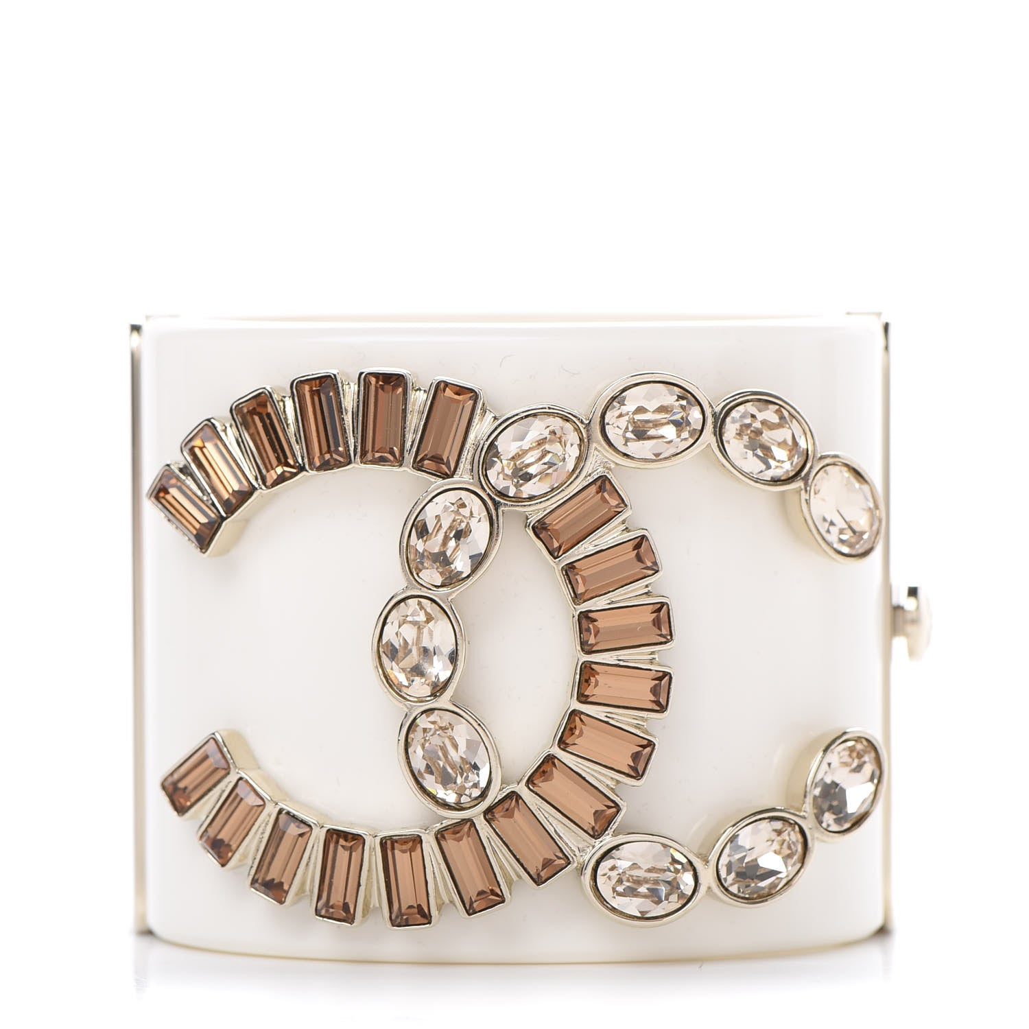 Chanel Resin Crystal CC Cuff White 1 of 5