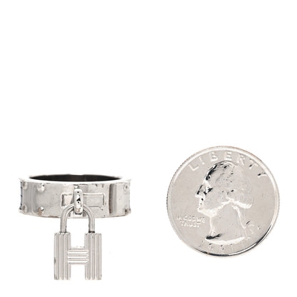 Hermes Lizard Kelly Cadena Scarf Ring Silver 2 of 6