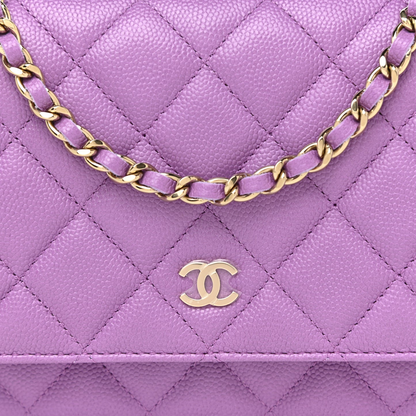 Caviar Quilted Wallet On Chain WOC Purple