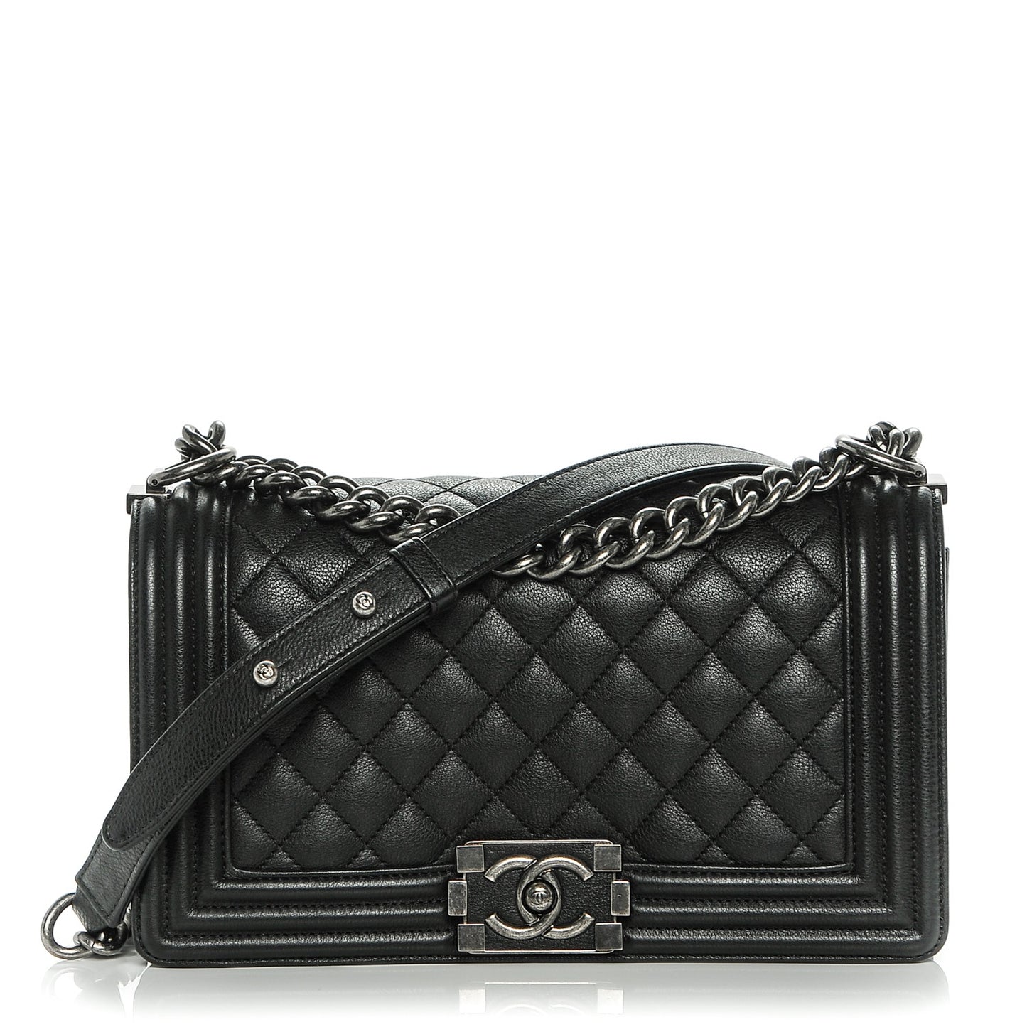 Calfskin Quilted Medium Boy Flap Black