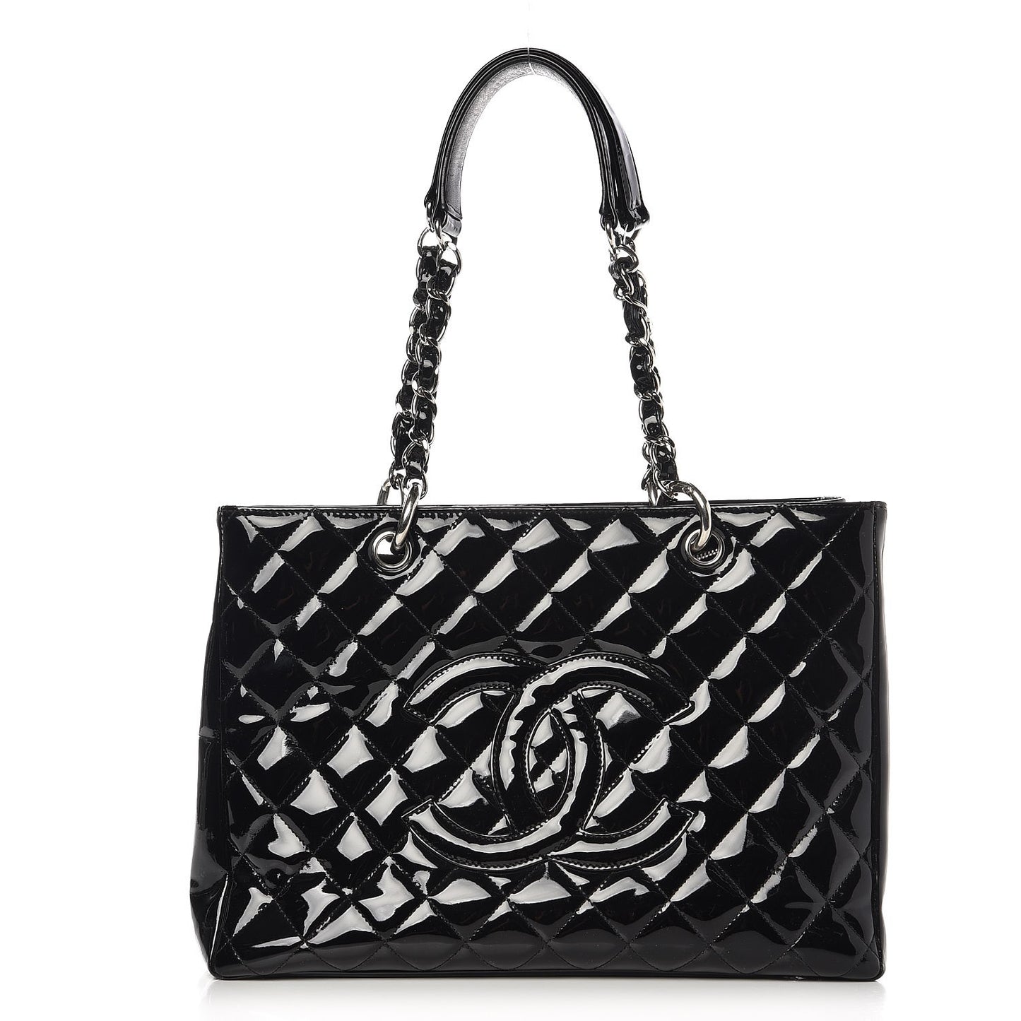 Patent Quilted Grand Shopping Tote GST Black