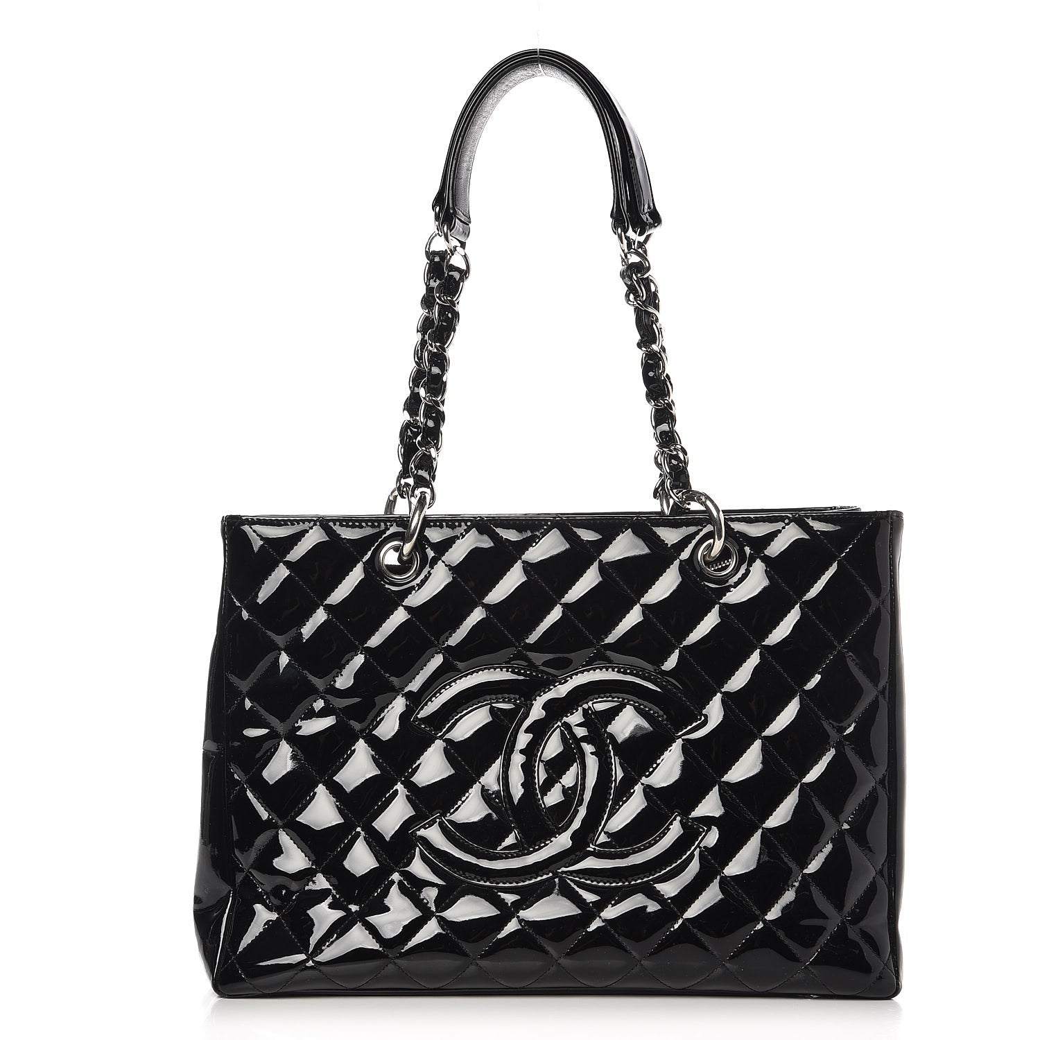Chanel Patent Quilted Grand Shopping Tote GST Black 1 of 11