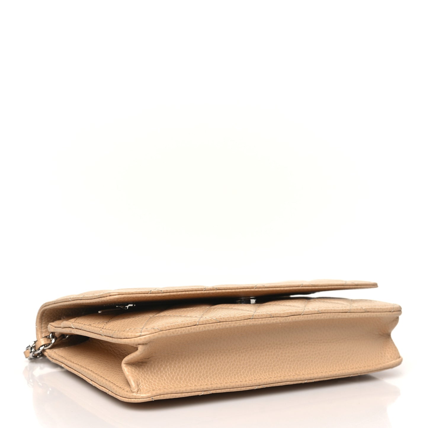 Caviar Quilted Wallet on Chain WOC Beige