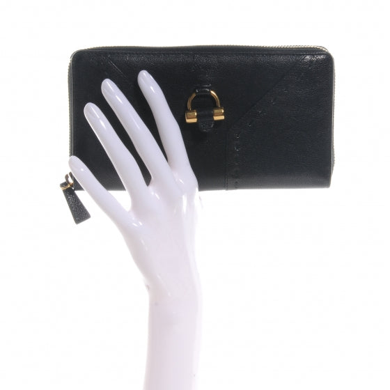 Leather Muse Zip Around Wallet Black