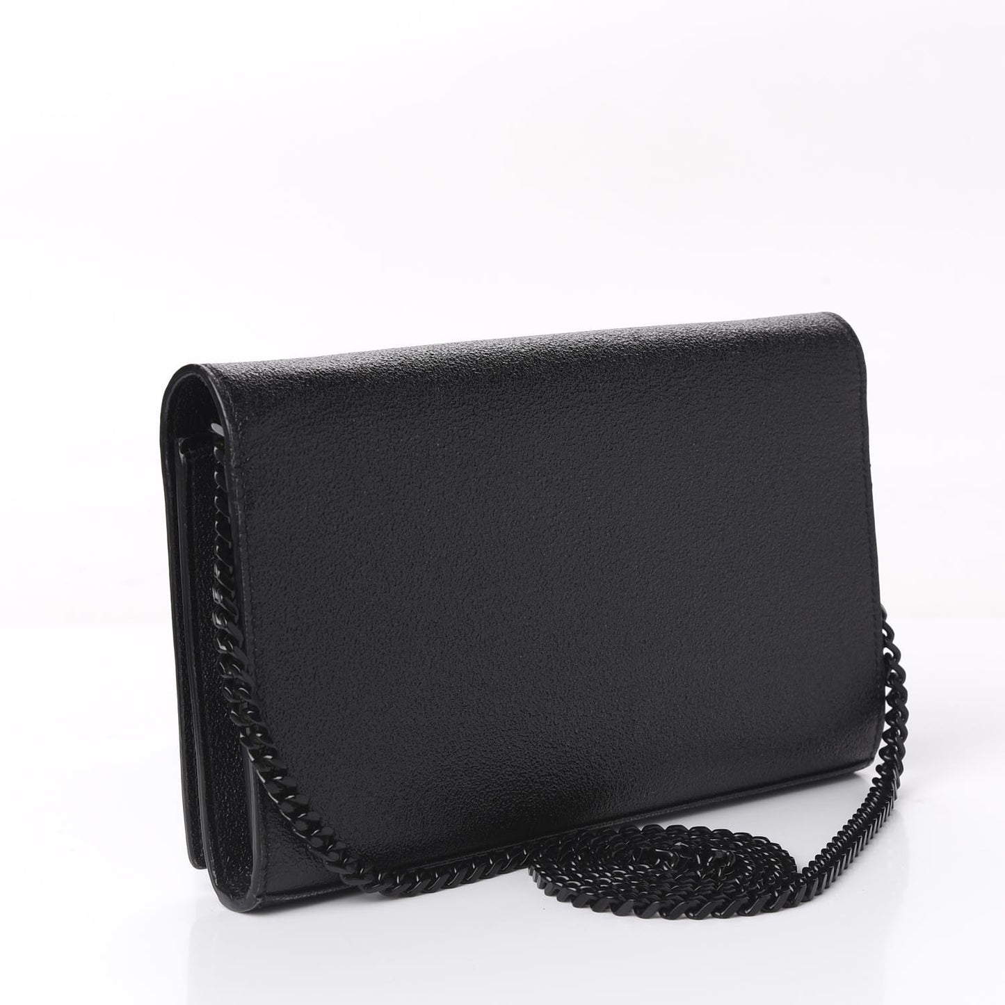 Grained Metallic Calfskin Monogram Chain Wallet Black