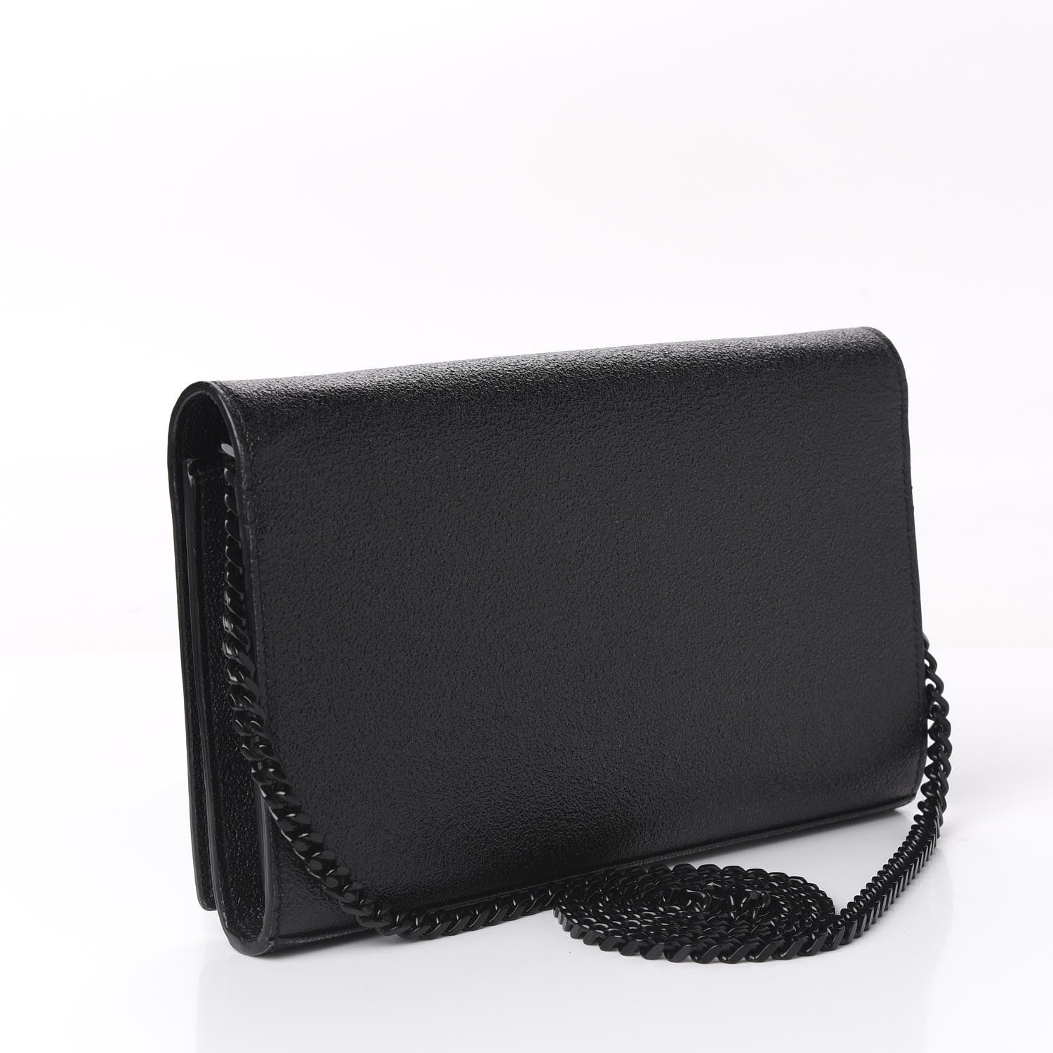 Saint Laurent Grained Metallic Calfskin Monogram Chain Wallet Black 2 of 11
