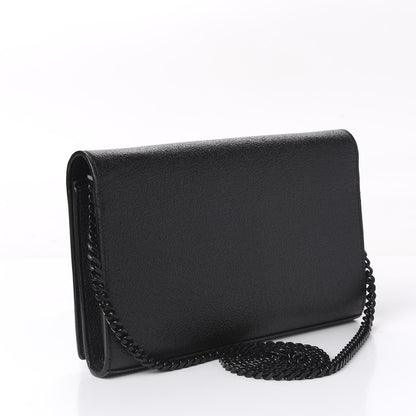 Saint Laurent Grained Metallic Calfskin Monogram Chain Wallet Black 2 of 11