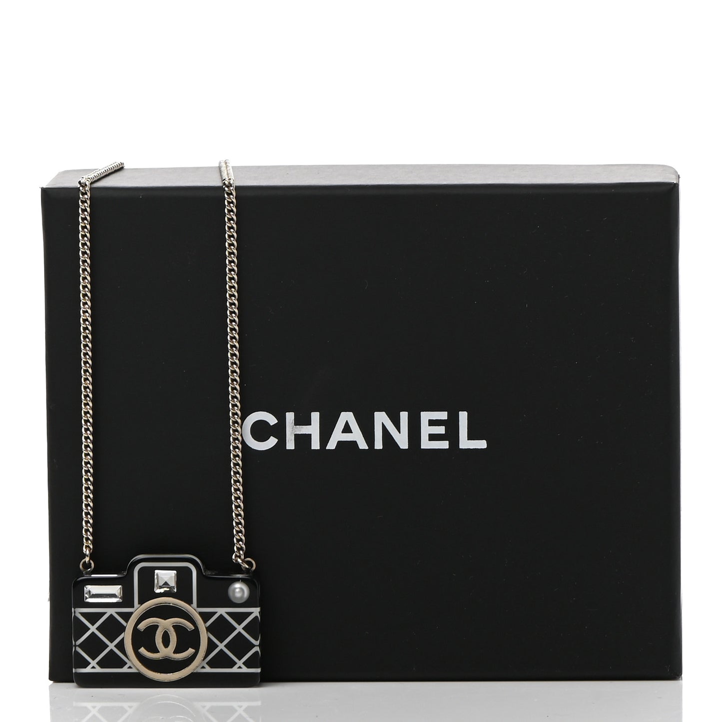 Resin Camera CC Necklace Black Gold