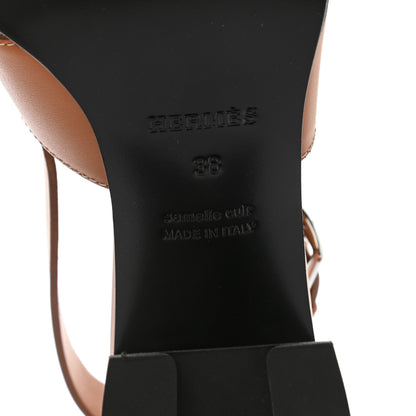 Hermes Calfskin Elbe 60 Sandals 38 Marron Glaise 6 of 9