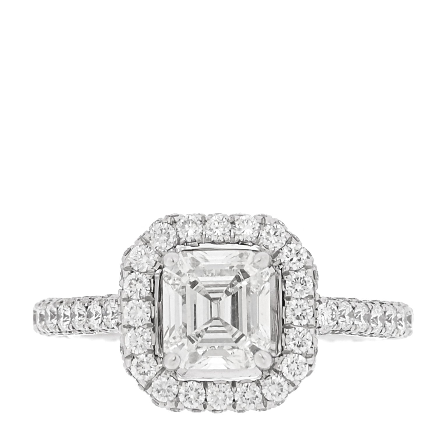 Graff 18K White Gold Diamond .96ct Asscher Cut Pave Engagement Ring 45 3.5 1 of 5
