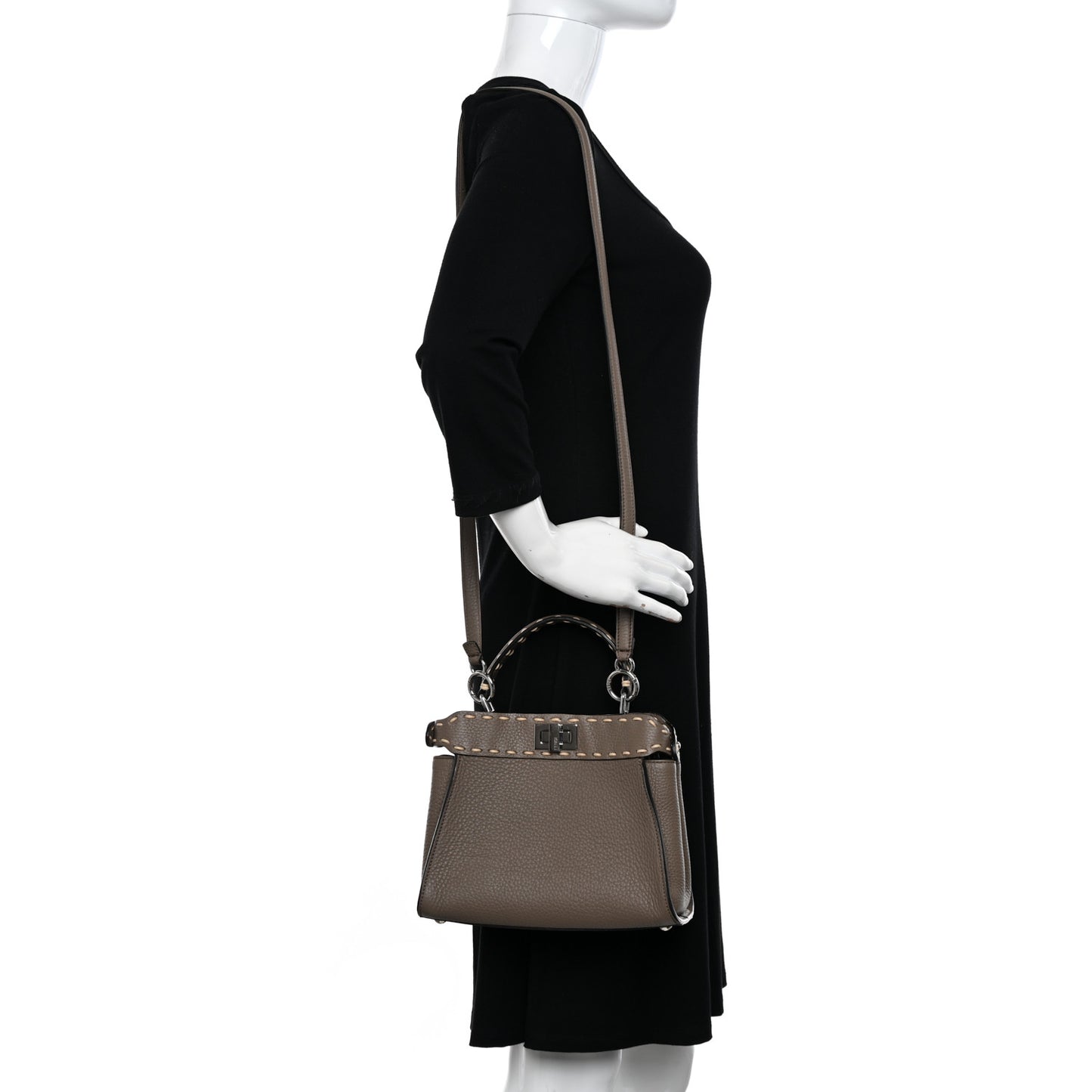 Vitello Granato Camoscio Macro Stitching Selleria Mini Peekaboo Iconic Satchel Tartufo