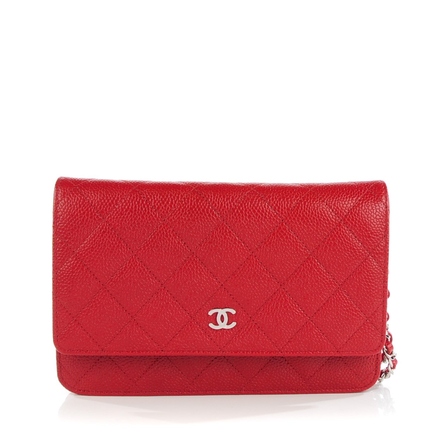 Chanel Caviar Quilted Wallet On Chain WOC Red 1 of 7