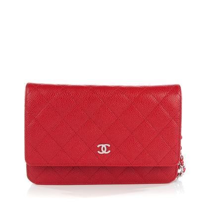 Chanel Caviar Quilted Wallet On Chain WOC Red 1 of 7