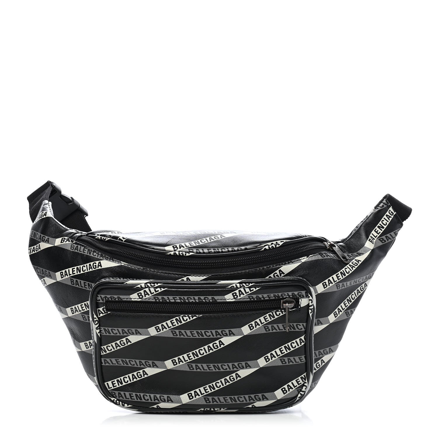 Balenciaga Smooth Calfskin Losange Monogram Explorer Belt Bag Black Grey 1 of 8