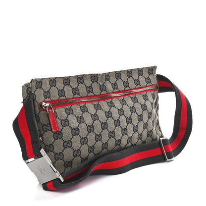 Gucci GG Monogram Web Double Pocket Belt Bag Navy Red 3 of 10