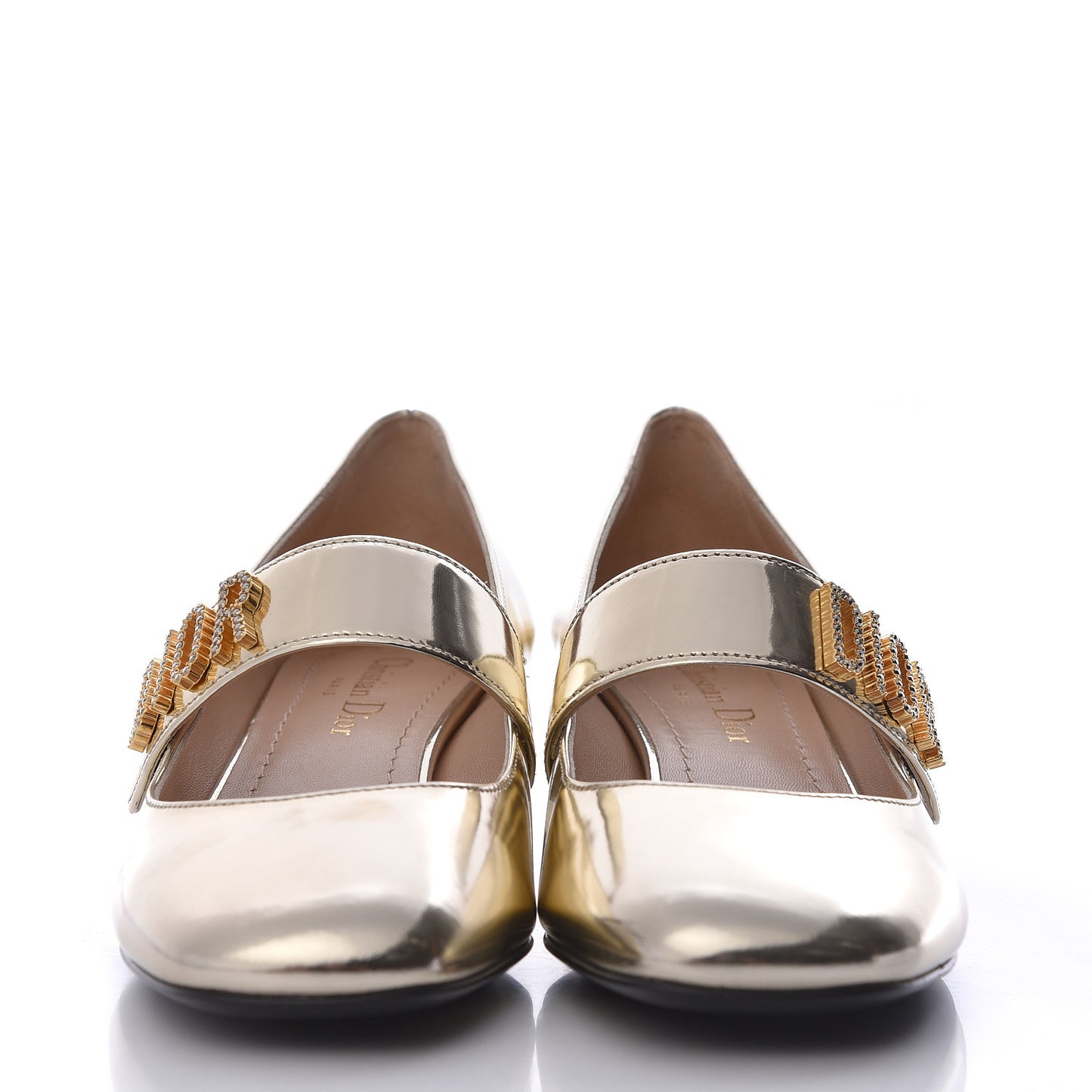 Mirror Finish Calfskin Baby-D Ballet Pumps 36.5 Stardust Gold