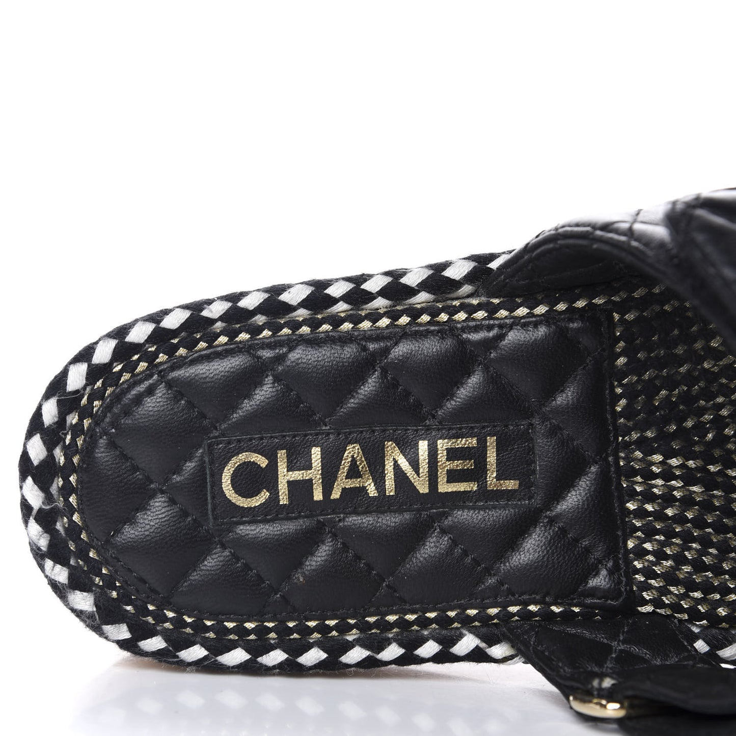 Cord Lambskin Quilted Logo Mules 39 Black