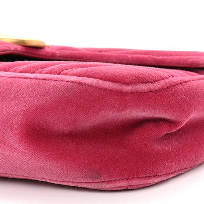 Gucci Velvet Matelasse Small GG Marmont Shoulder Bag Light Raspberry Rose 10 of 11