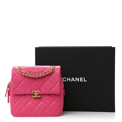Chanel Shiny Caviar Quilted Chain Melody Backpack  Pink 10 of 10