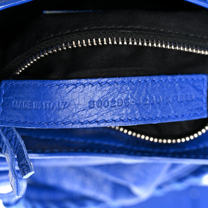 Balenciaga Agneau Classic Silver Hardware Mini City Logo Strap Bleu Electric Black 8 of 11