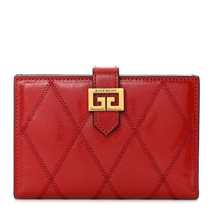 Givenchy Goatskin Diamond Quilted GV3 Medium Wallet Vermillion 1 of 7