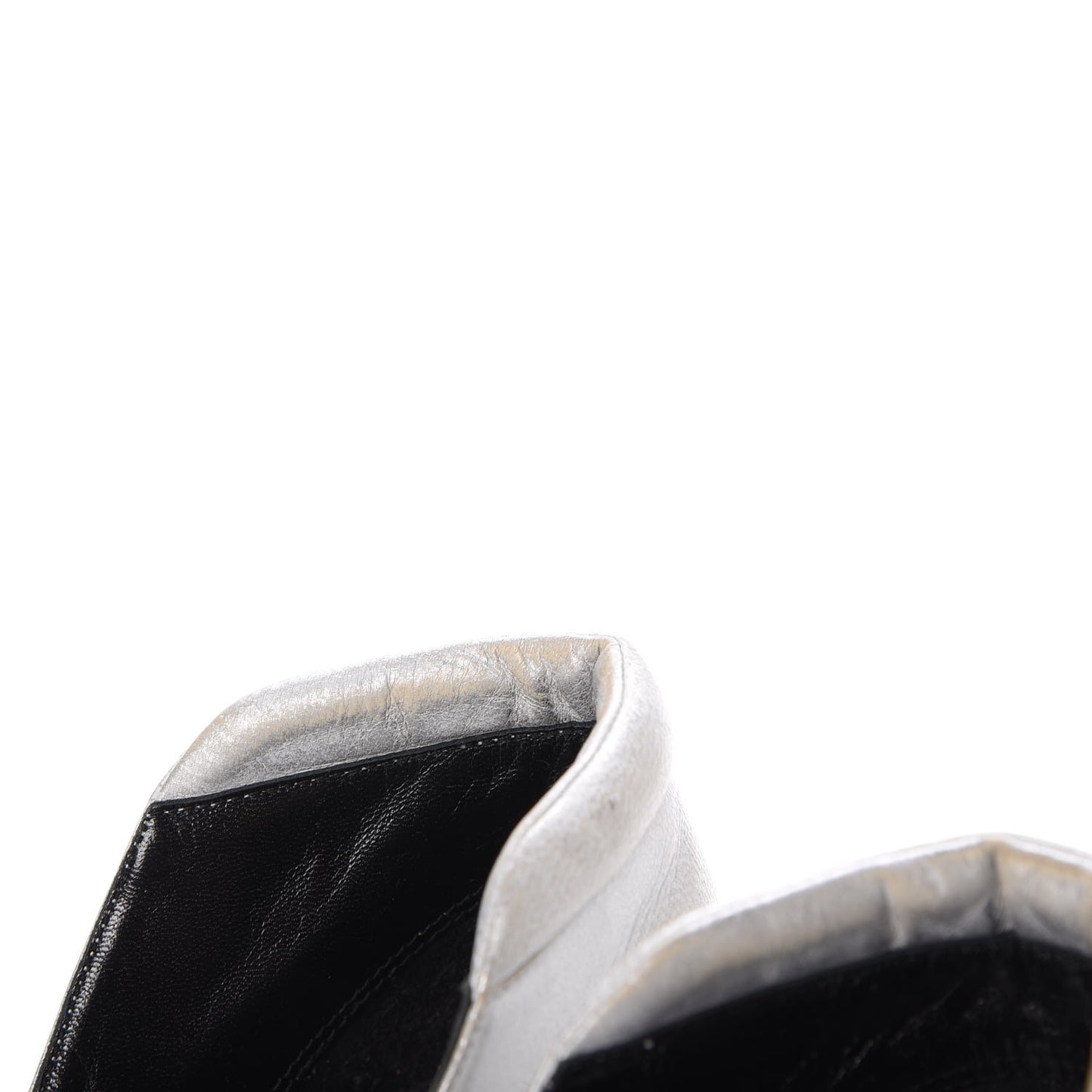 Metallic Lambskin Patent Cap Toe CC Pumps 39.5 Silver Black