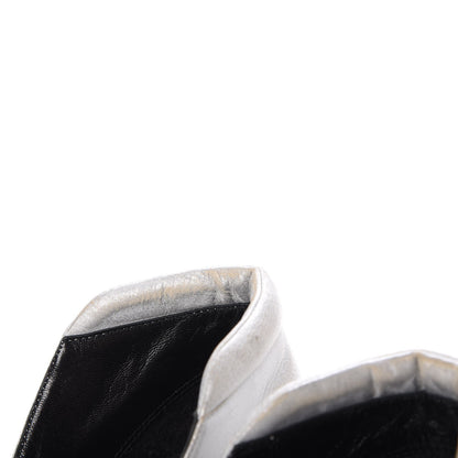 Chanel Metallic Lambskin Patent Cap Toe CC Pumps 39.5 Silver Black 15 of 19