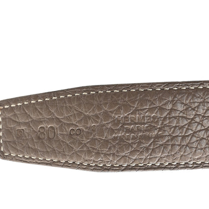 Hermes Togo Box 32mm Enamel Quizz H Belt 80 32 Black Etoupe 3 of 6