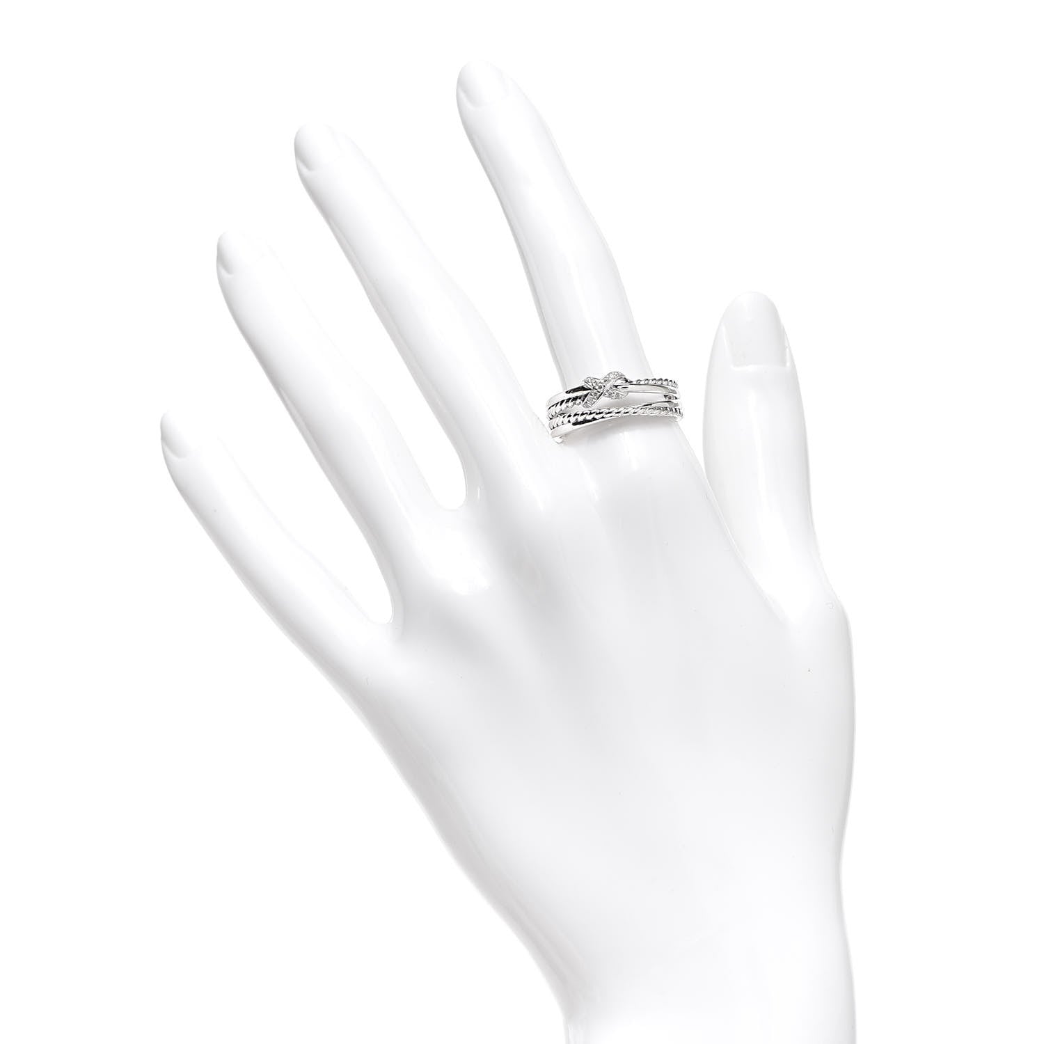 David Yurman Sterling Silver Diamond X Crossover Ring 58 8.25 2 of 5