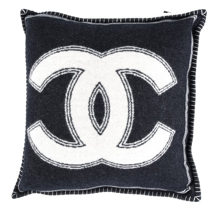 Chanel Merino Wool Cashmere CC Pillow Black White 1 of 3