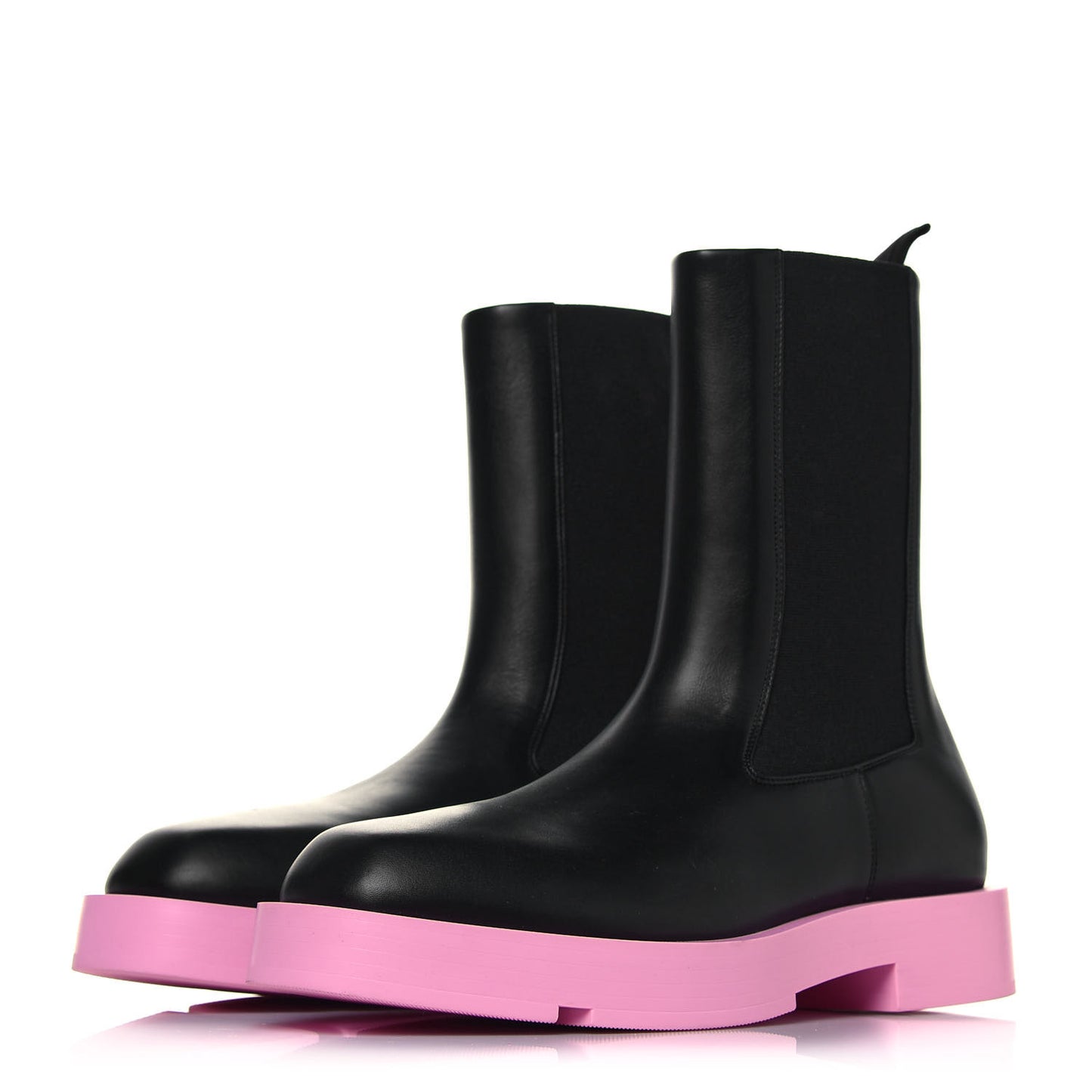 Calfskin Squared Ankle Boots 40 Black Pink