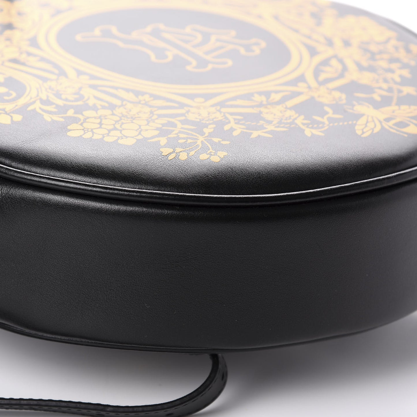Calfskin LA Round Backpack Black Gold