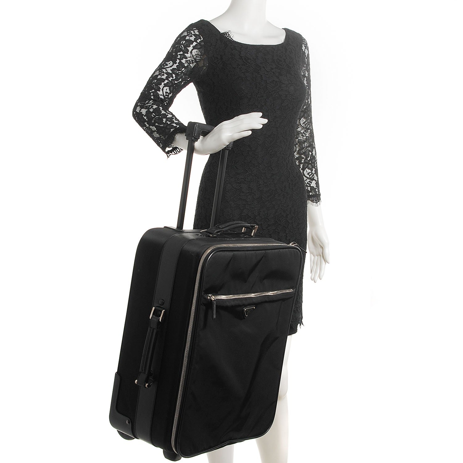 Prada Tessuto Saffiano Trolley Luggage Nero Black 2 of 9