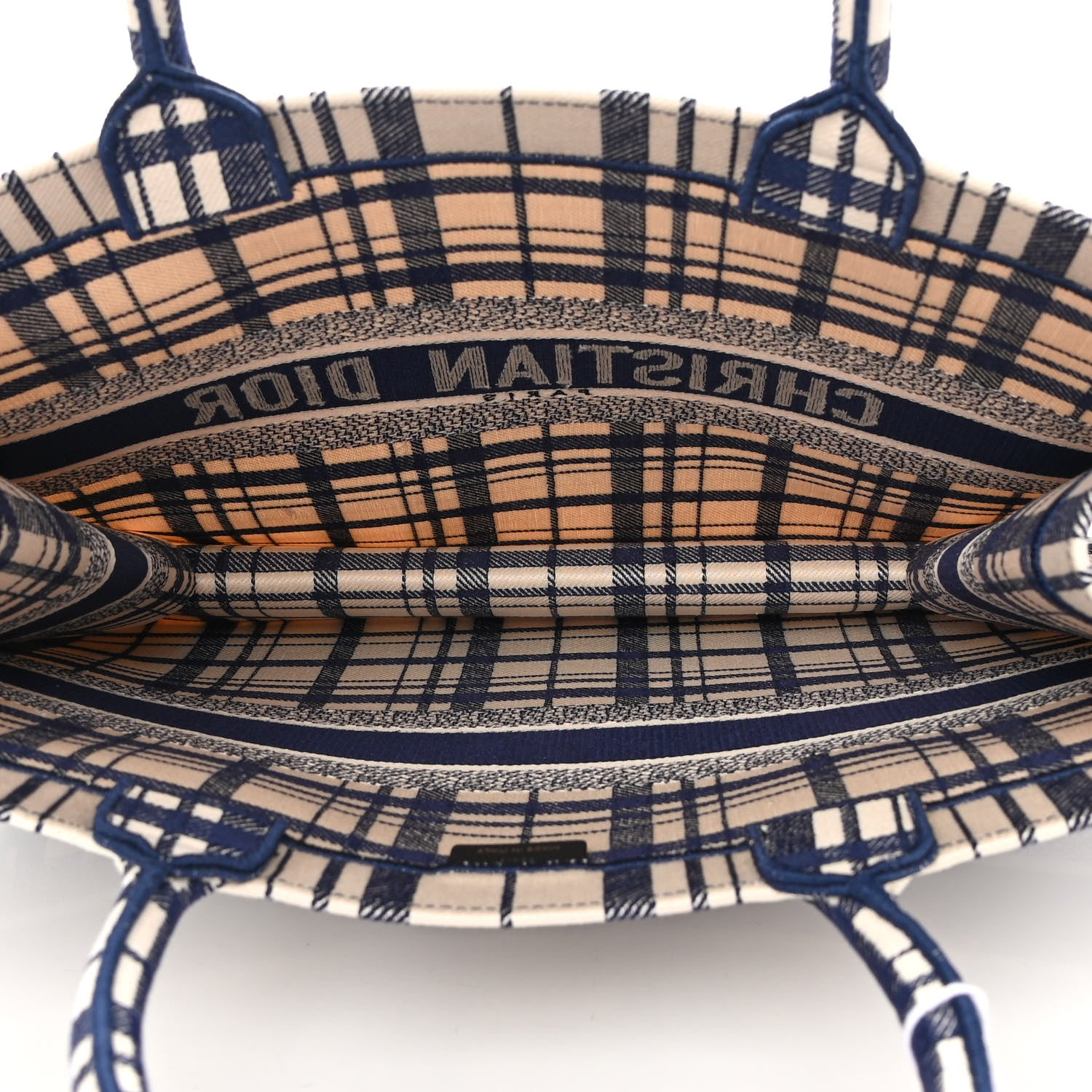 Christian Dior Canvas Embroidered Large Check'n'Dior Book Tote Blue 5 of 13