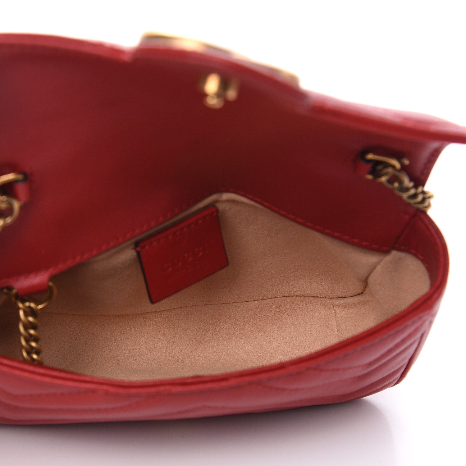 Gucci Calfskin Matelasse Super Mini GG Marmont Shoulder Bag Hibiscus Red 5 of 10