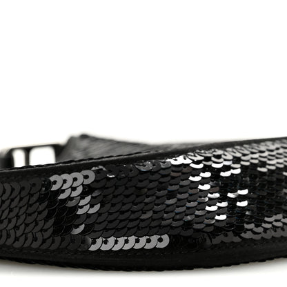 Prada Paillettes Sequin Logo Cleo Adjustable Strap Shoulder Bag Black White 9 of 10
