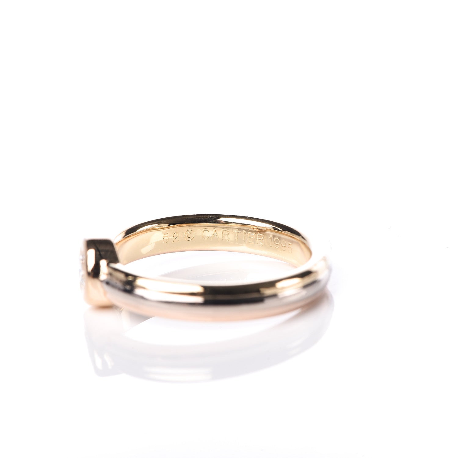 Cartier 18K Pink Yellow White Gold Diamond Solitaire Trinity Ring 52 6 5 of 5