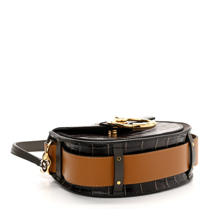 Chloe Calfskin Crocodile Embossed Small Tess Bag Profound Brown 4 of 10