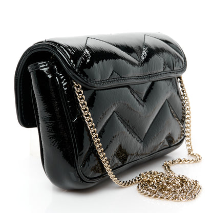 Gucci Patent Lambskin Matelasse Mini GG Marmont Shoulder Bag With Case Black 4 of 11