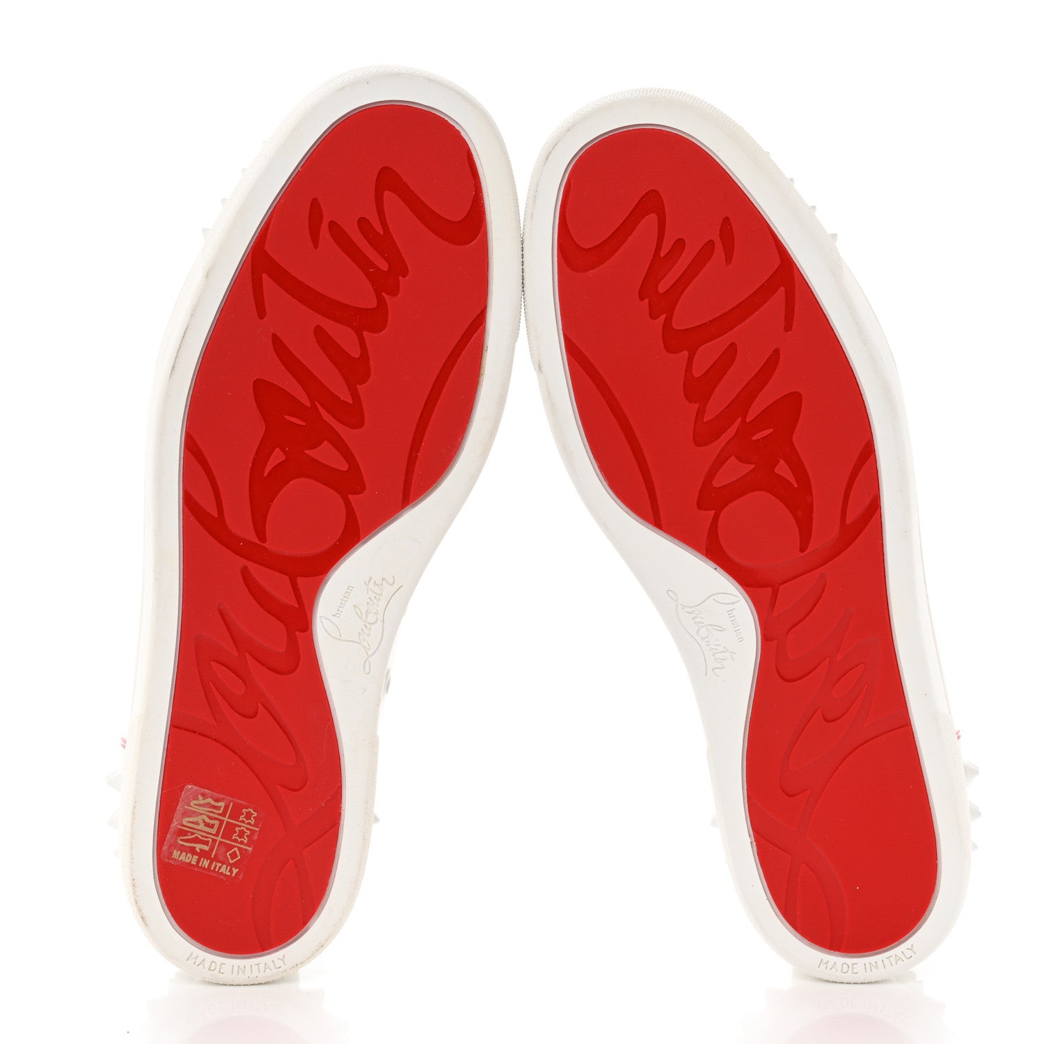 Christian Louboutin Calfskin Vieira Spikes Flat Sneakers 38 Bianco Rose 5 of 13